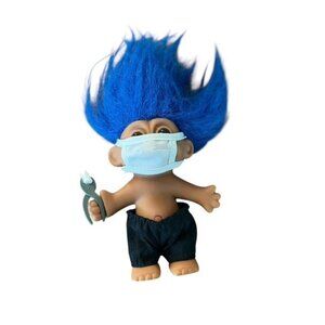 Russ Berrie My Lucky Dentist Troll Doll Blue Hair 1990s